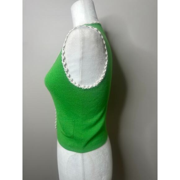 Vintage Lerner Shops Knit Sweater Button Vest Feminine Cottage Green Size Medium - Picture 5 of 10